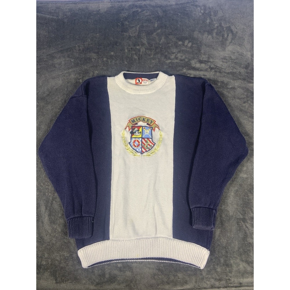 Vtg 90s Mickey Inc. Disney Sailor Sweater 100% Wool Embroidered Wmns Sz L‎
